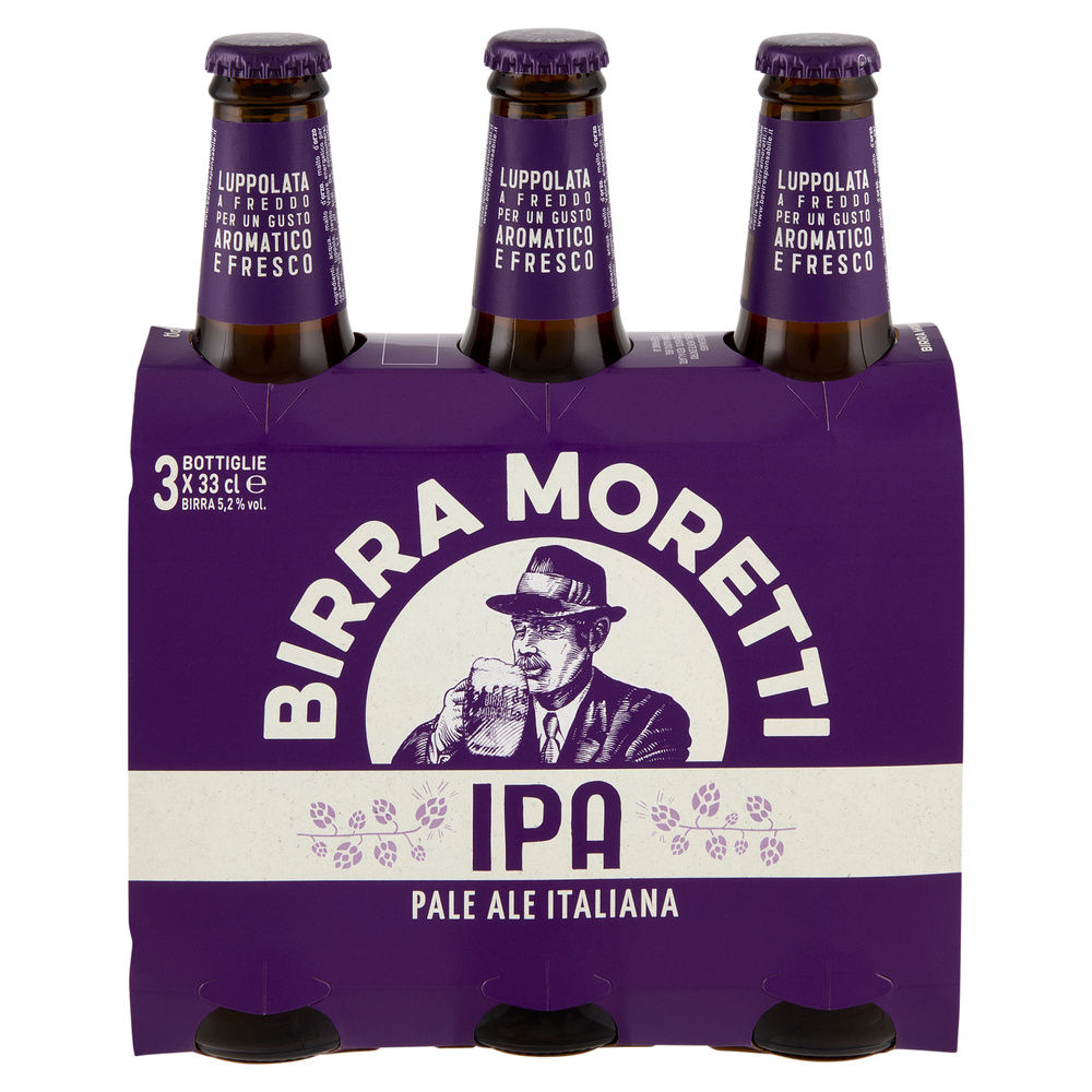 BIRRA MORETTI LA IPA 5,2 GRADI CLUSTER ML 330 X 3 - 1
