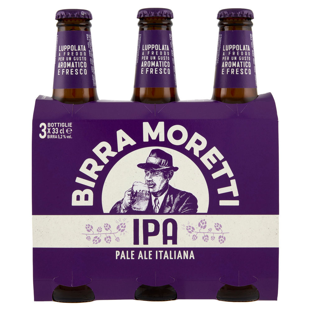 BIRRA MORETTI LA IPA 5,2 GRADI CLUSTER ML 330 X 3 - 2