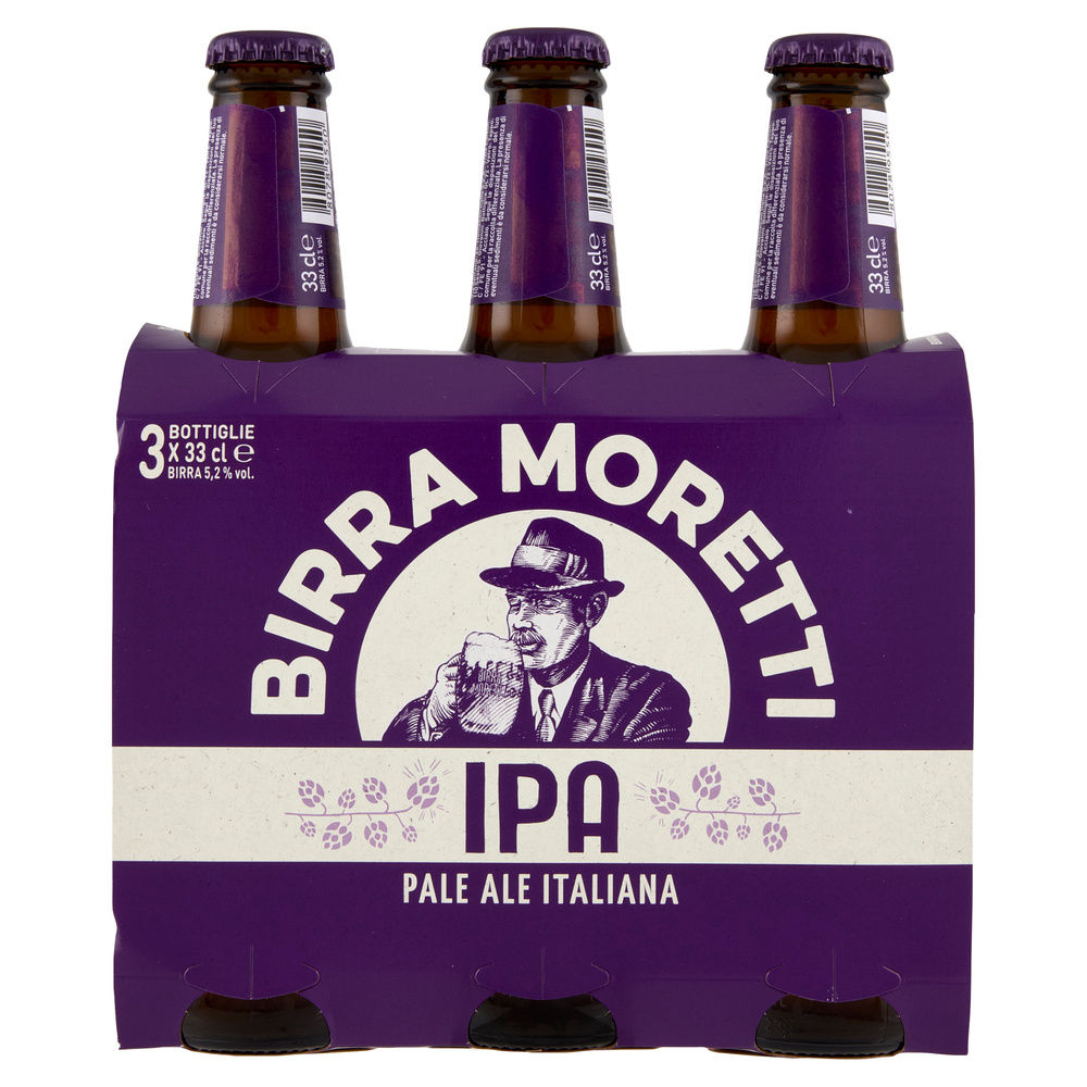 BIRRA MORETTI LA IPA 5,2 GRADI CLUSTER ML 330 X 3 - 4