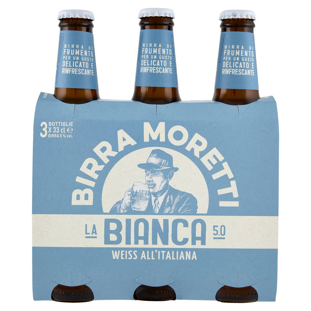 BIRRA MORETTI LA BIANCA 5 GRADI BOTTIGLIA CLUSTER ML 330 X 3 - 0