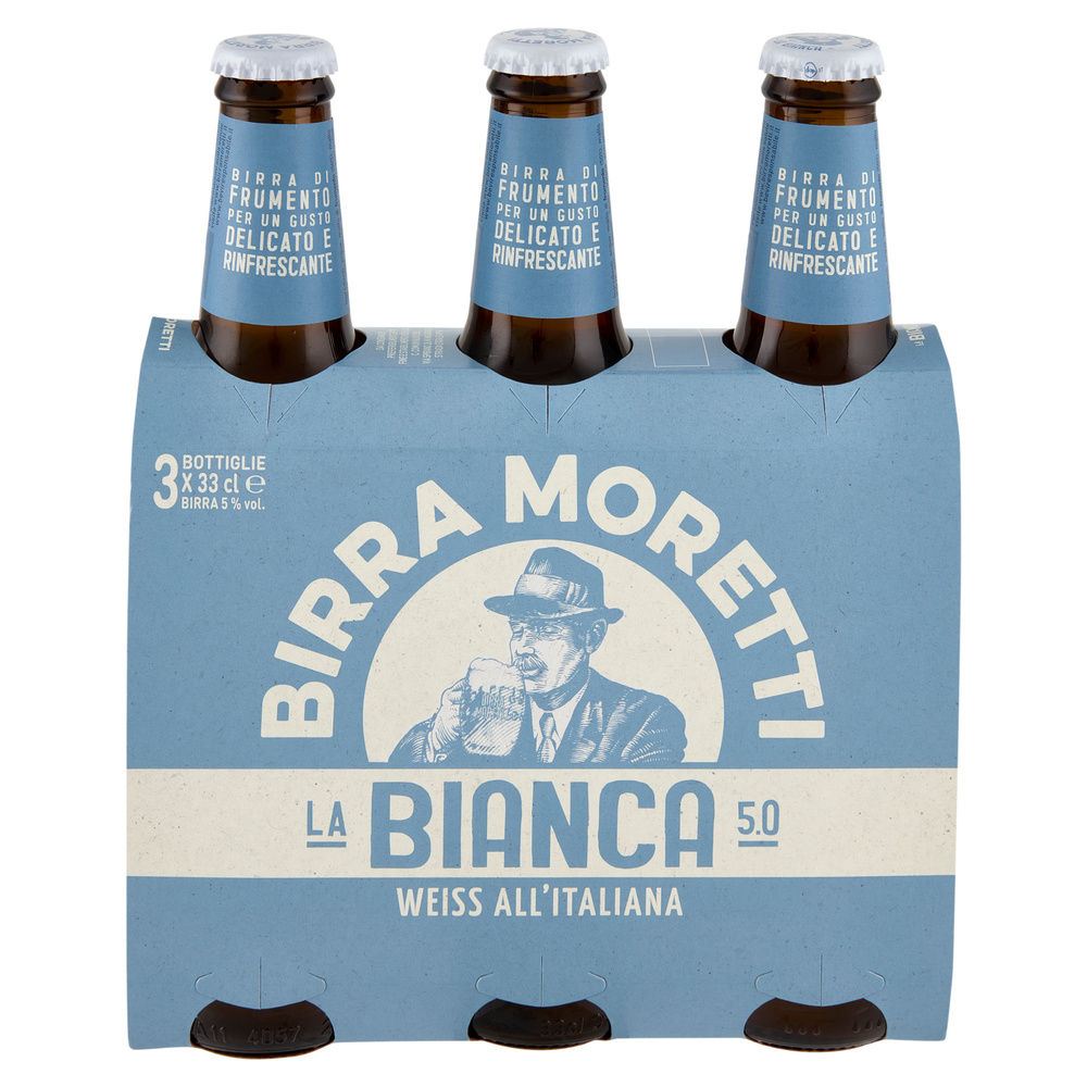 BIRRA MORETTI LA BIANCA 5 GRADI BOTTIGLIA CLUSTER ML 330 X 3 - 1