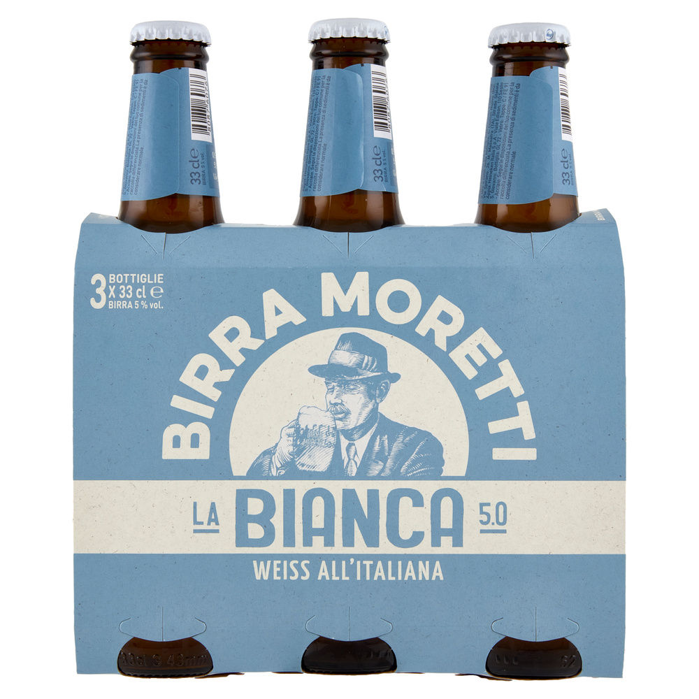 BIRRA MORETTI LA BIANCA 5 GRADI BOTTIGLIA CLUSTER ML 330 X 3 - 4