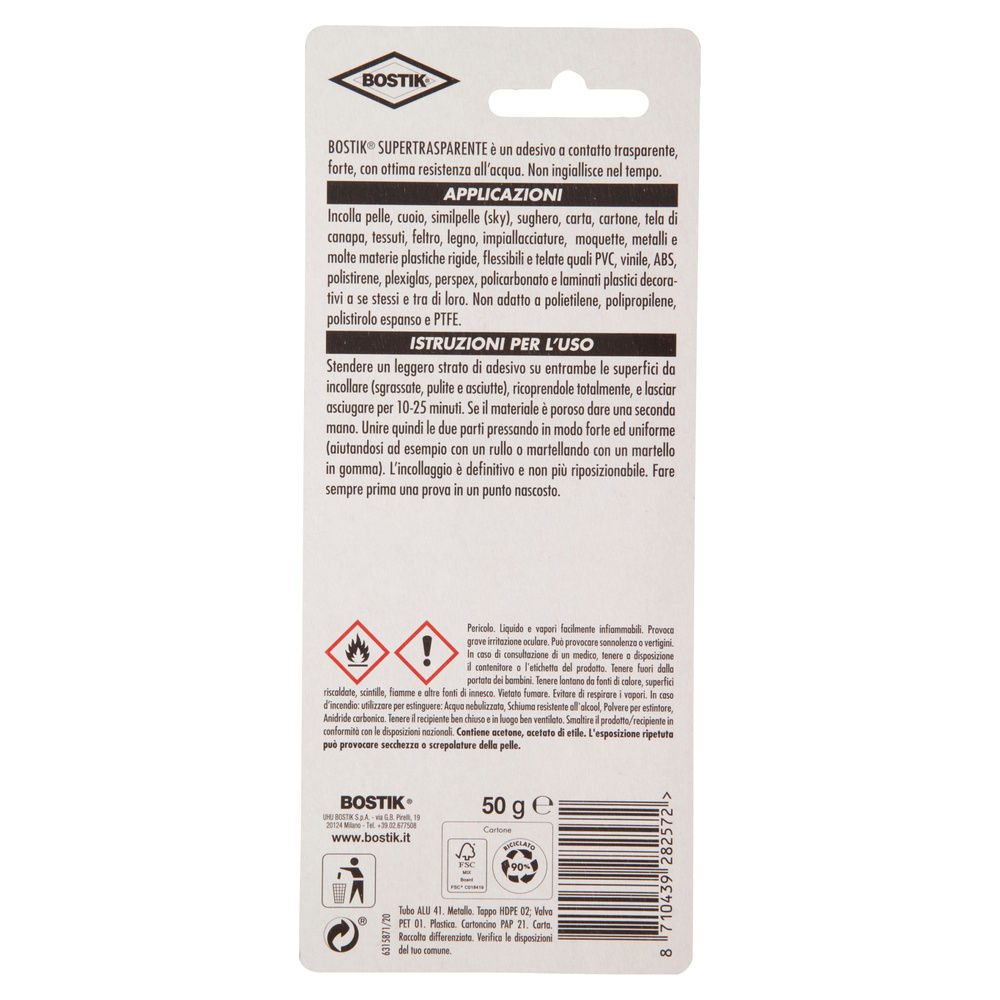 COLLA SUPER TRASPARENTE 50 G BOSTIK ADESIVO A CONTATTO - 2