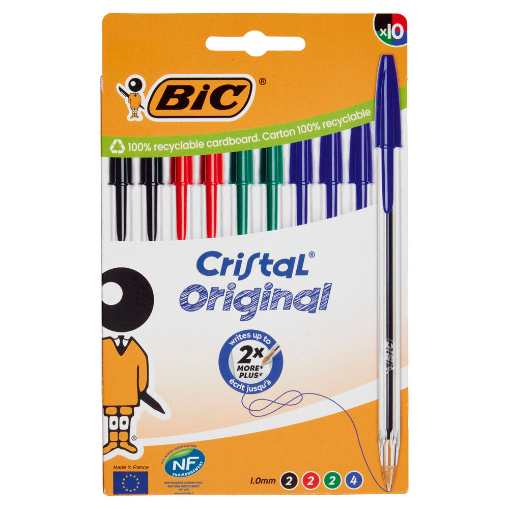 10 PENNE A SFERA BIC CRISTAL ORIGINAL P.MEDIA ASS.TE - 7