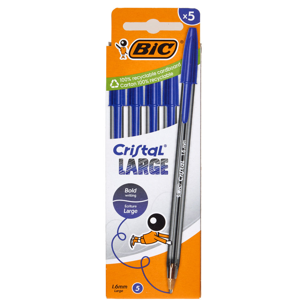 5 PENNE A SFERA BIC CRISTAL 1.6  BLU - 2
