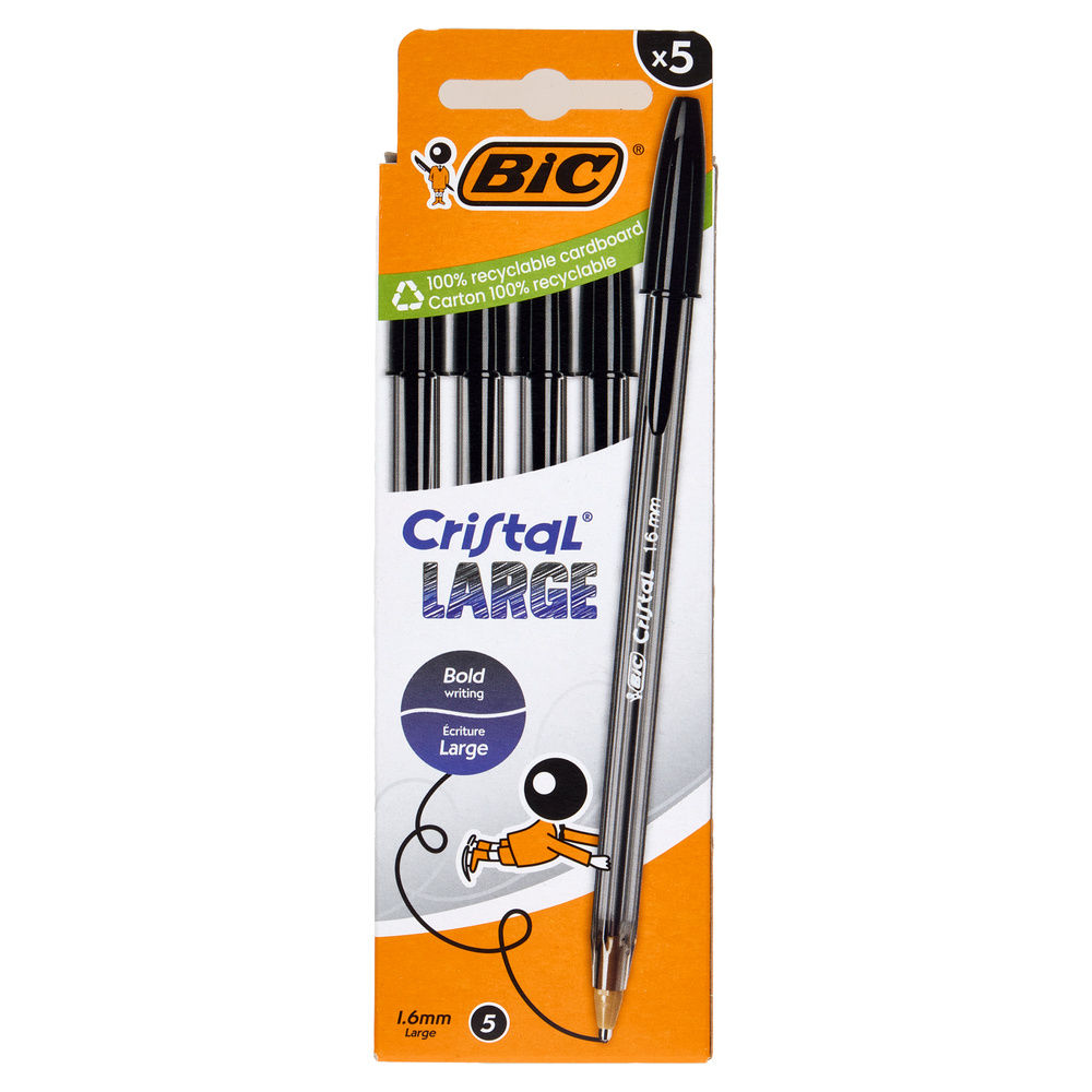5 PENNE A SFERA BIC CRISTAL 1.6  NERO - 2