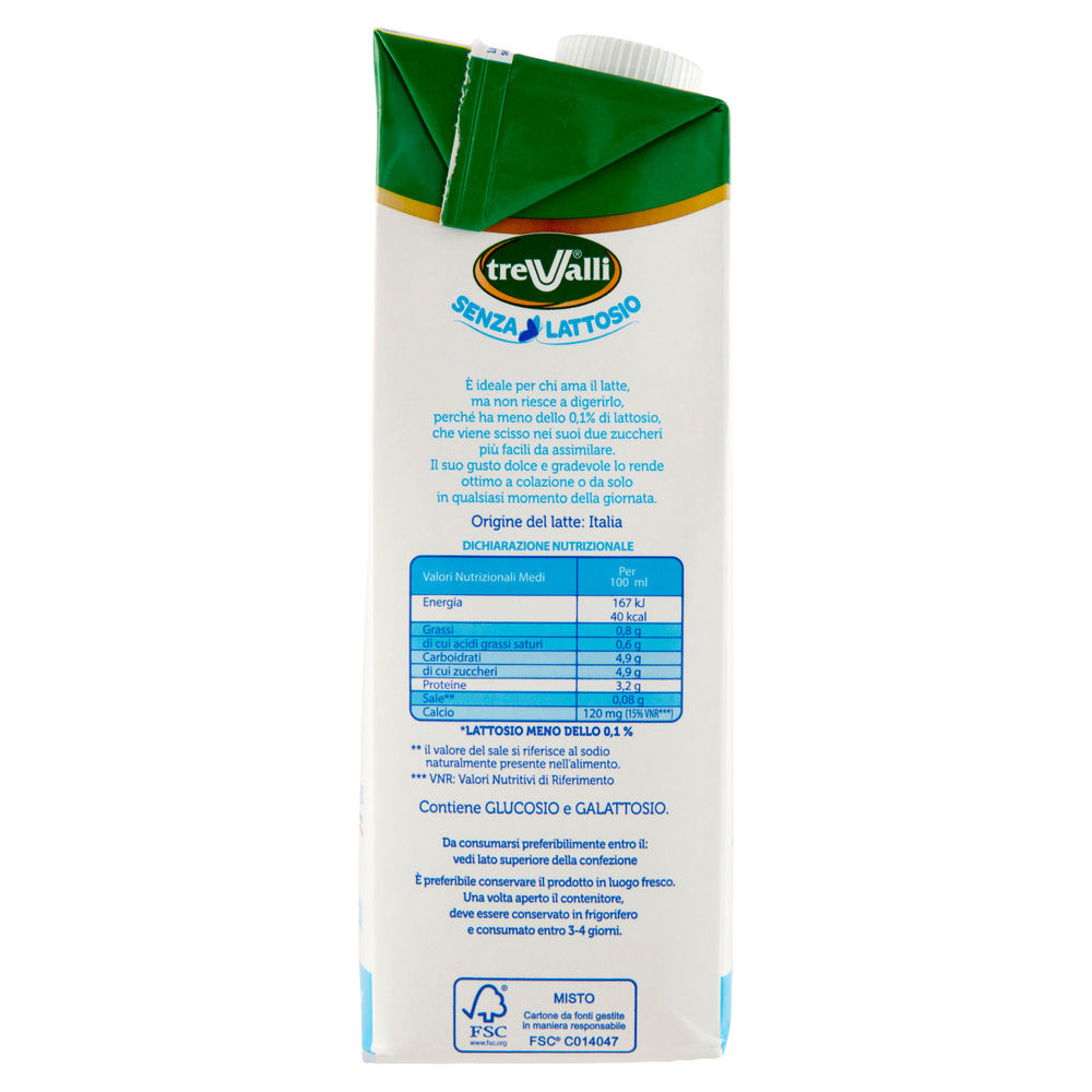 LATTE UHT ALTA DIGERIBILITA' TRE VALLI TETRAEDGE L 1 - 3
