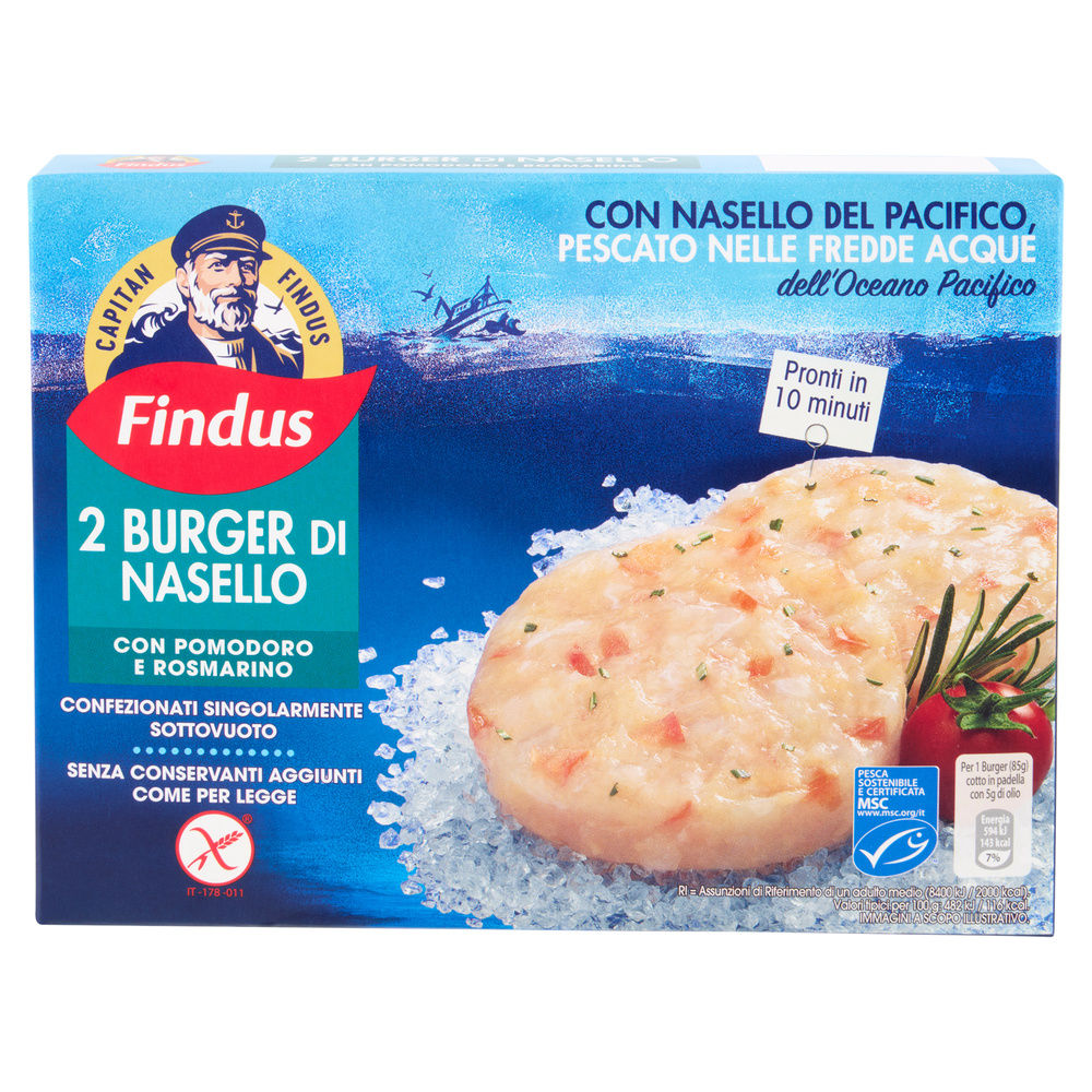 BURGER DI NASELLO CON POMODORO E ROSMARINO FINDUS CAPITAN FINDUS X2 G 170 - 7
