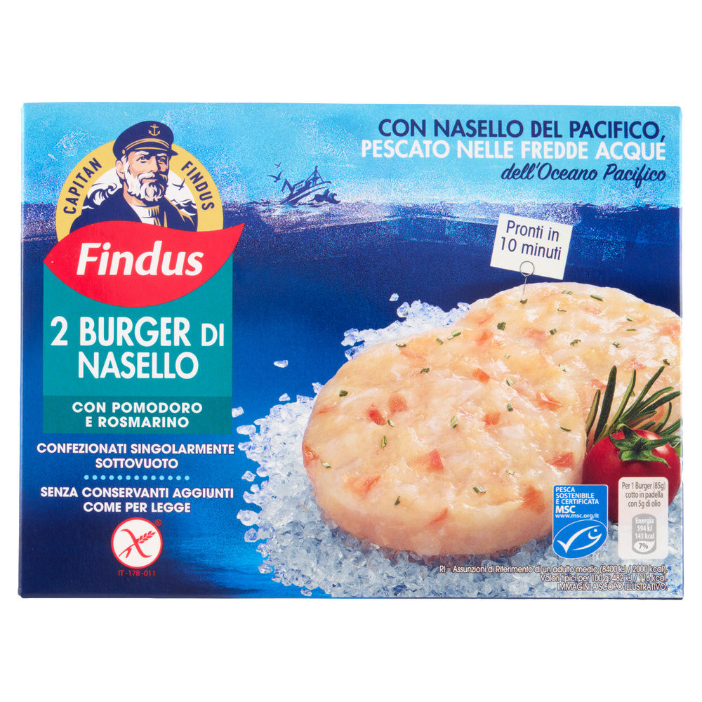 BURGER DI NASELLO CON POMODORO E ROSMARINO FINDUS CAPITAN FINDUS X2 G 170 - 6