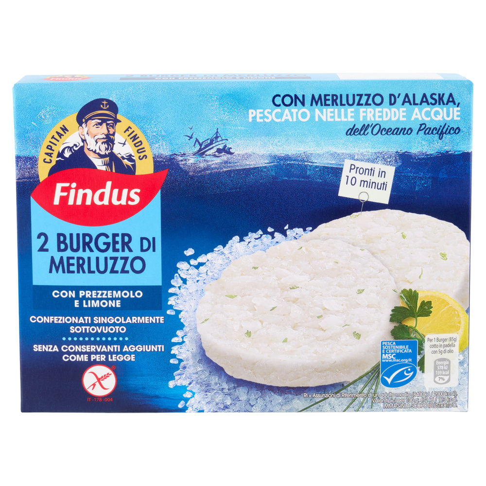 BURGER DI MERLUZZO CON PREZZEMOLO E LIMONE  FINDUS CAPITAN FINDUS X2 G 170 - 7