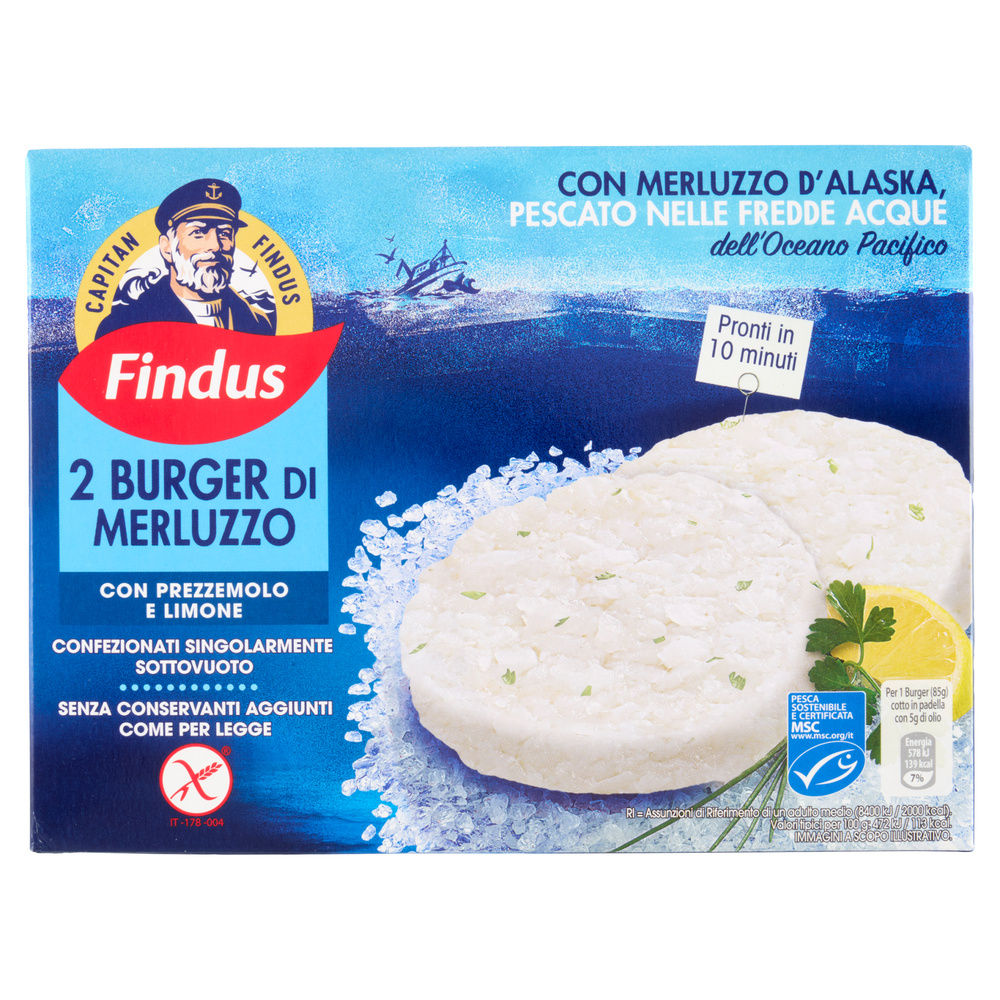 BURGER DI MERLUZZO CON PREZZEMOLO E LIMONE  FINDUS CAPITAN FINDUS X2 G 170 - 6
