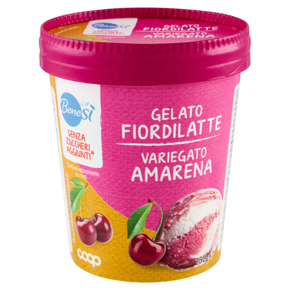 GELATO FIORDILATTE VARIEGATO AMARENA S/ZUCCHERI AGGIUNTI BENESI' COOP G 250 - 7