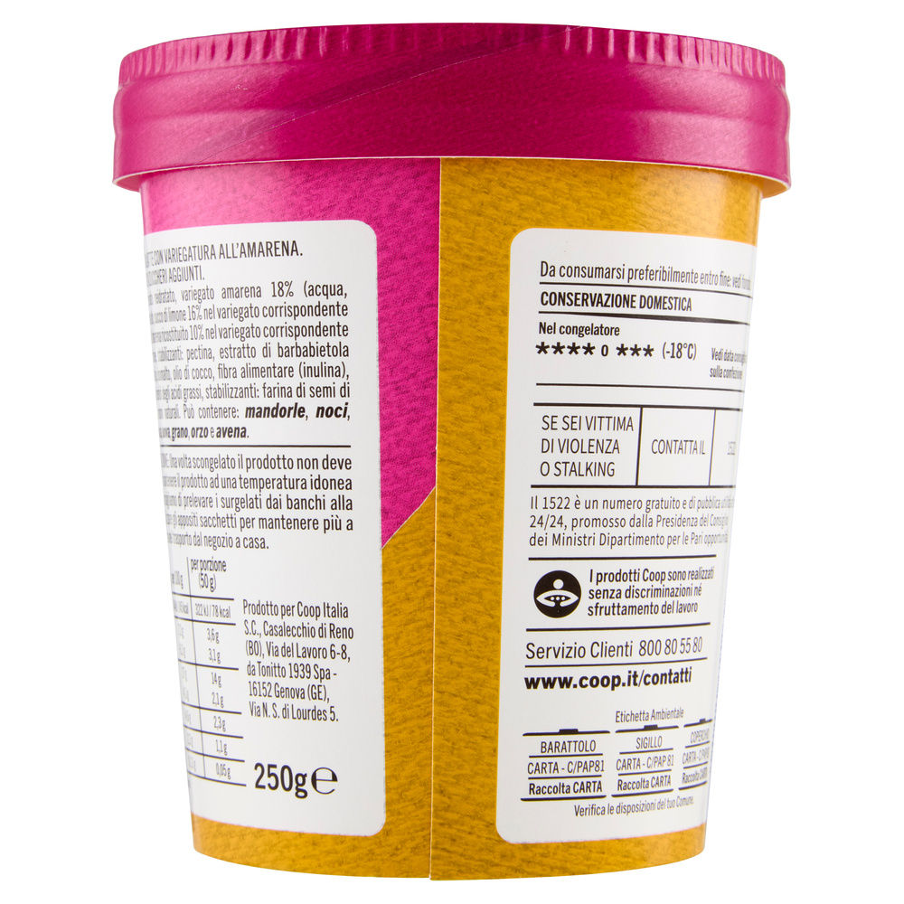 GELATO FIORDILATTE VARIEGATO AMARENA S/ZUCCHERI AGGIUNTI BENESI' COOP G 250 - 4