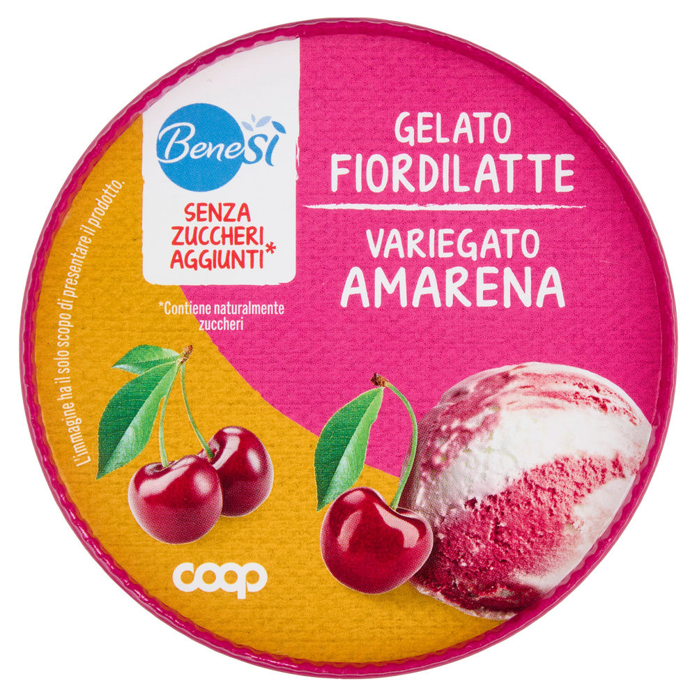 GELATO FIORDILATTE VARIEGATO AMARENA S/ZUCCHERI AGGIUNTI BENESI' COOP G 250 - 2