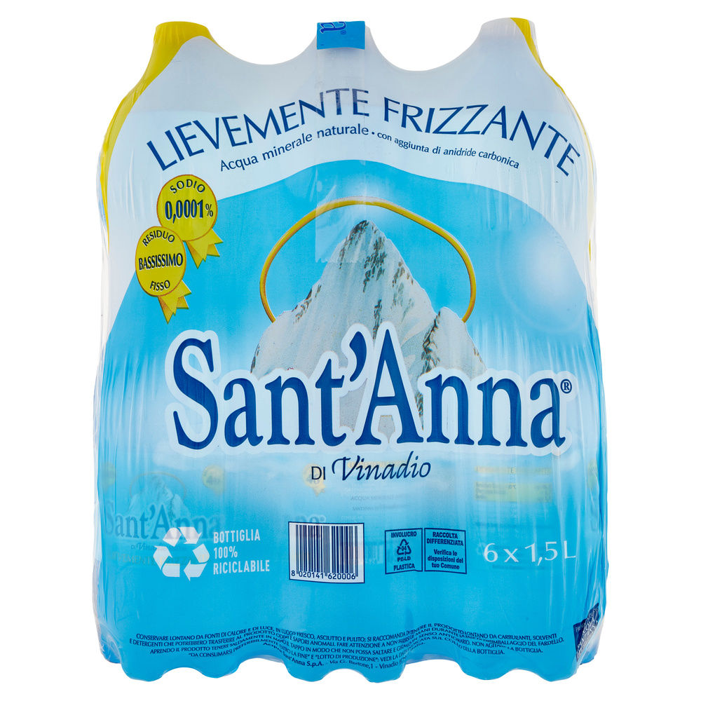ACQUA MINERALE LIEVEMENTE FRIZZANTE SANT' ANNA CLUSTER L 1,5 X 6 - 3