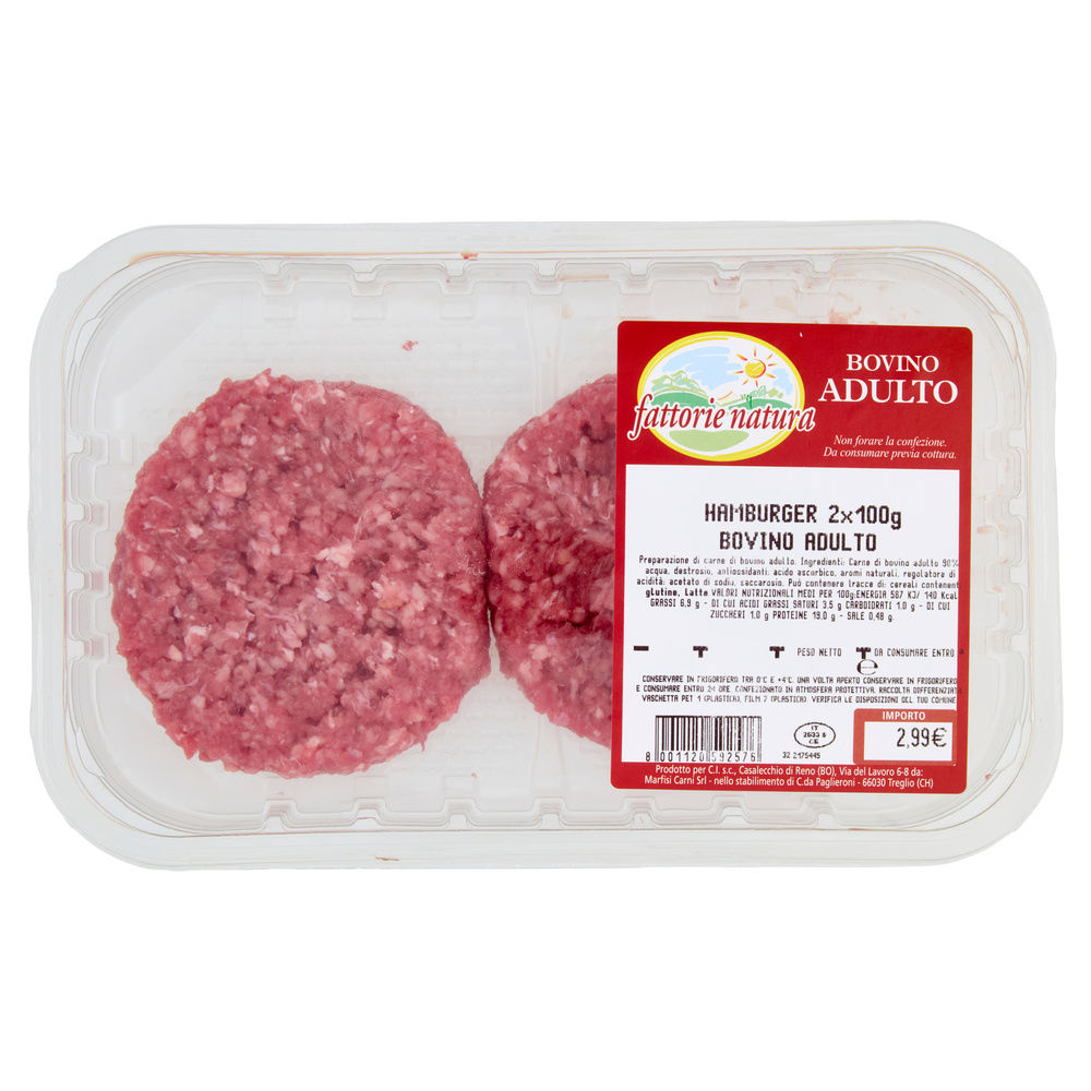 BOVINO ADULTO HAMBURGER X 2 ATP 200 G FATTORIE NATURA - 7