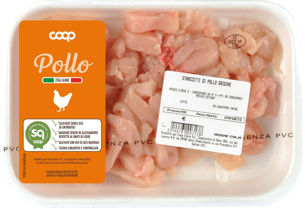 Pollo straccetti senza uso di antibiotici cf 300 g ca sq