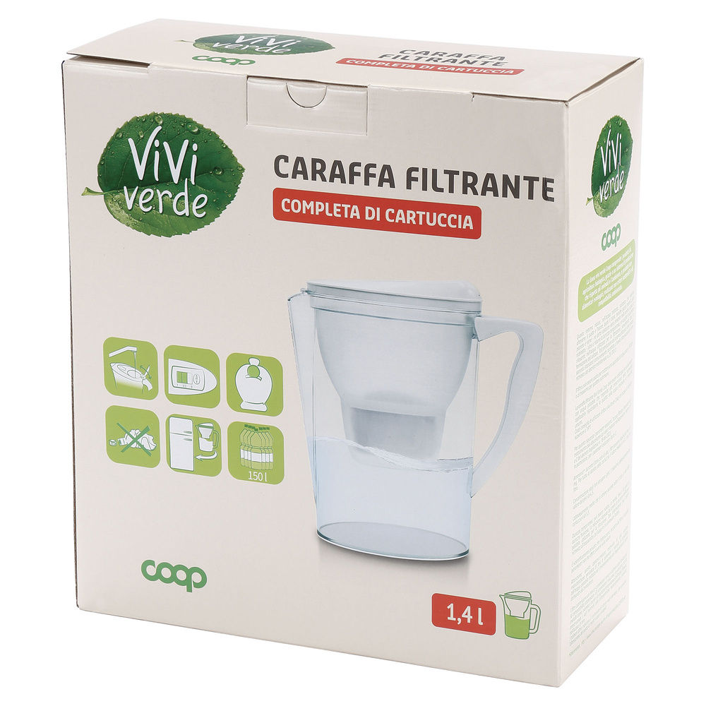 Caraffa filtrante viviverde coop con memo elettronico 30gg