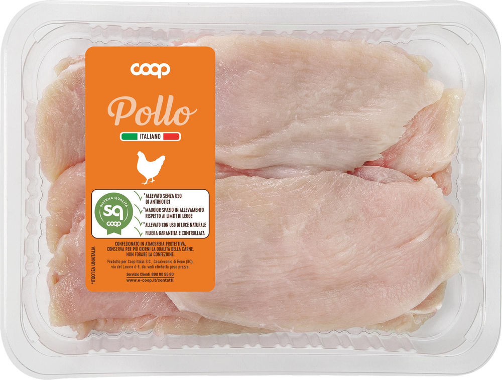 Pollo petto a fette senza uso di antibiotici atp 800 g sq