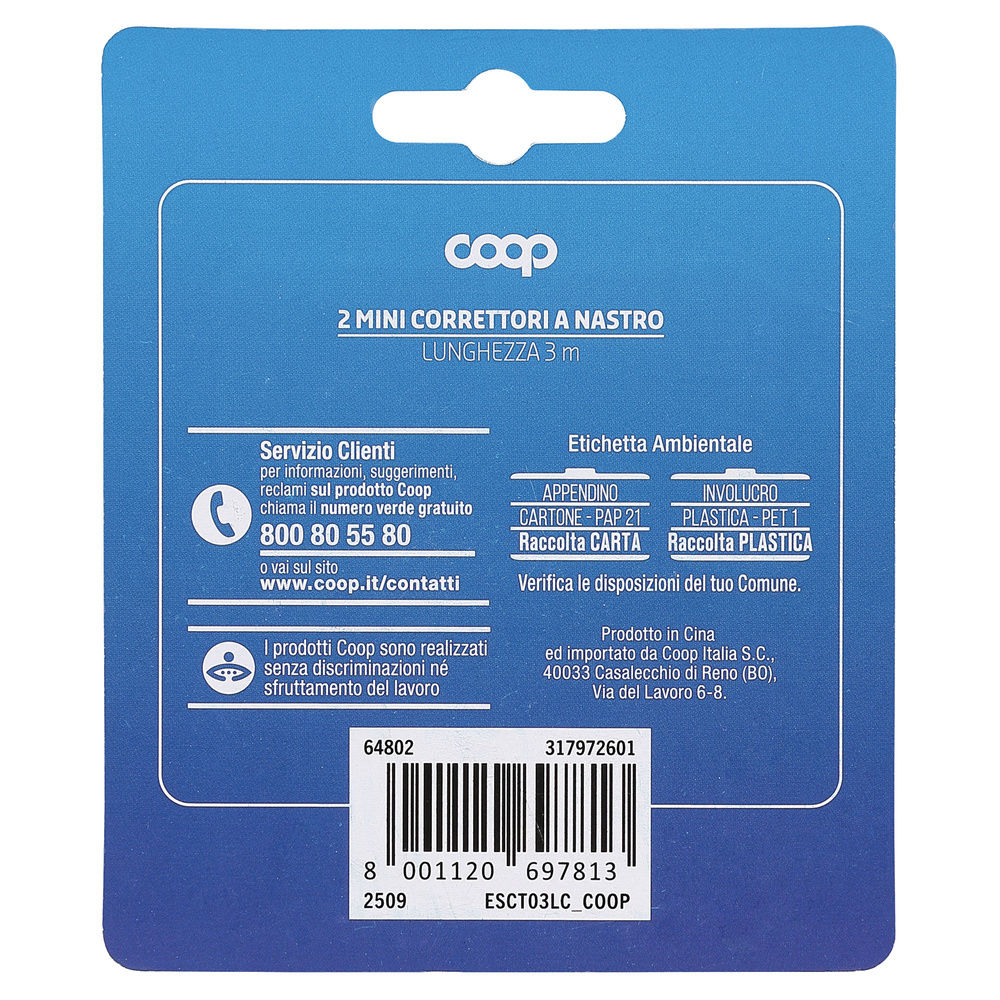 2 CORRETTORI A NASTRO COOP 3MT X 5MM, COLORI GIALLO E VIOLA - 0