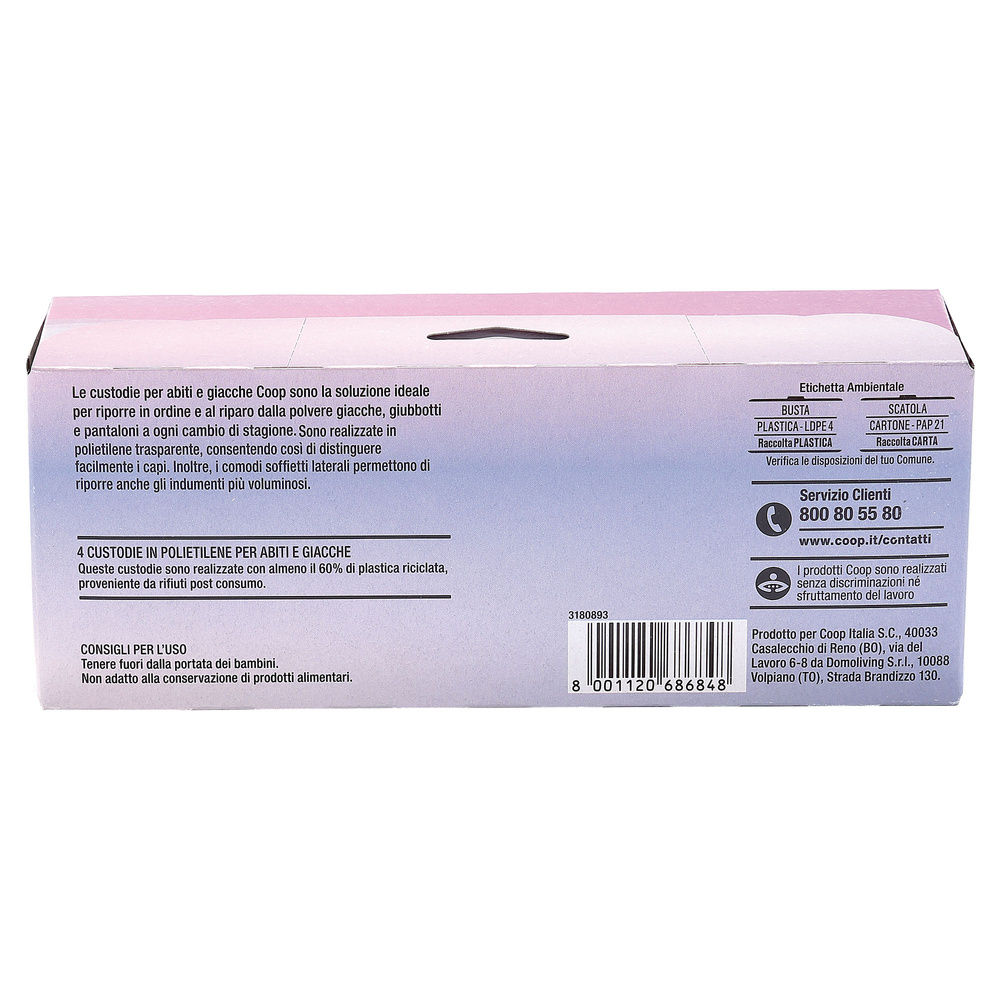 CUSTODIE COOP ABITI E GIACCHE IN PLASTICA RICICLATA - 4PZ - 5