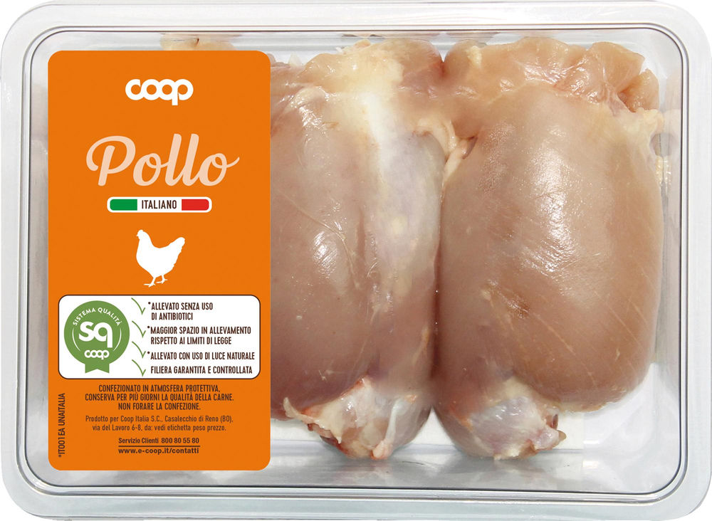 Pollo sovracosce senza pelle senza uso di antibiotici atp 450 g sq