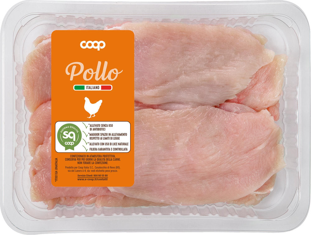 Pollo petto a fette senza uso di antibiotici atp 250 g sq