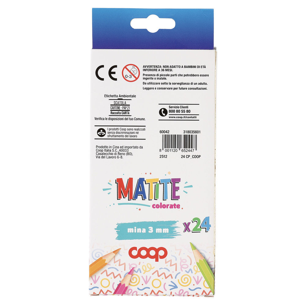 24 MATITE COLORATE COOP, PUNTA 3MM - 0