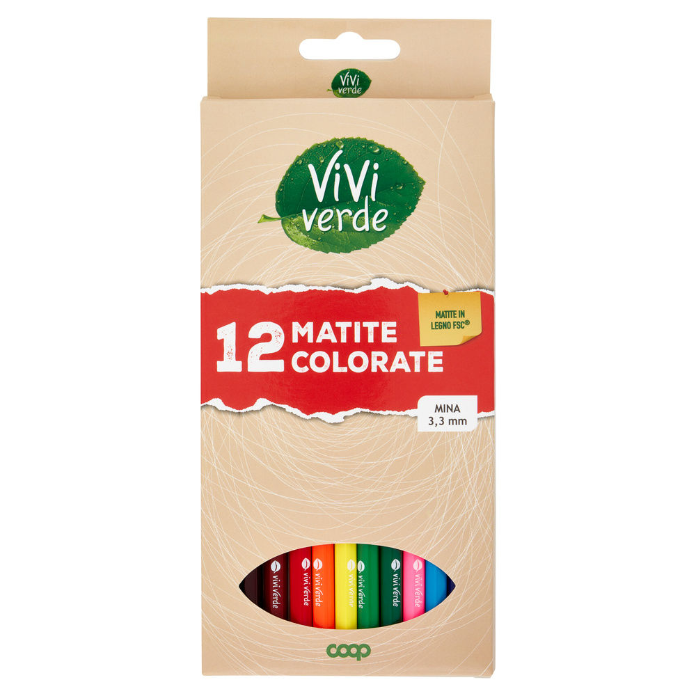 12 matite colorate viviverde fsc mina 3.3 mm