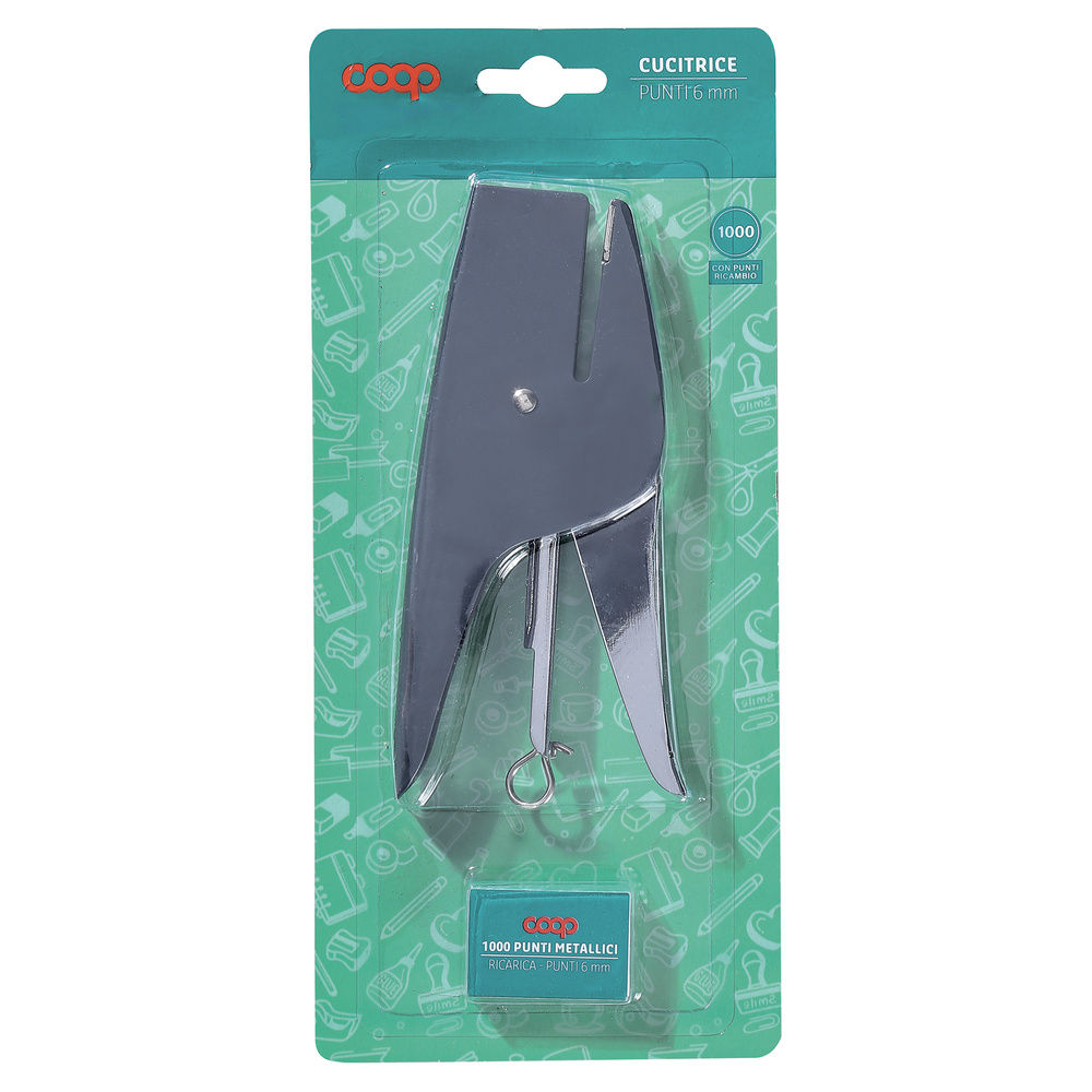 CUCITRICE IN METALLO A PINZA COOP + 1000 PUNTI RICAMBIO N.6 - 2