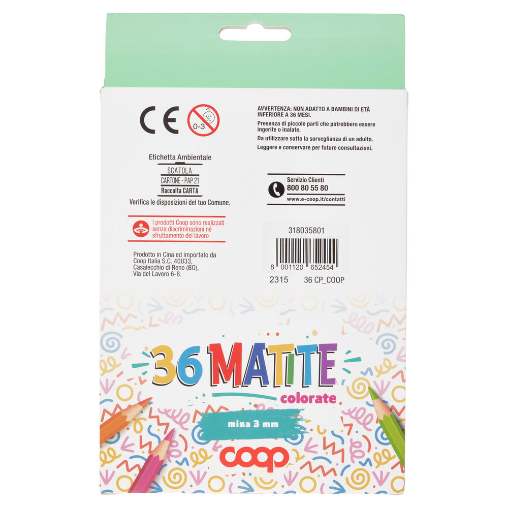 36 MATITE COLORATE COOP, PUNTA 3MM - 1