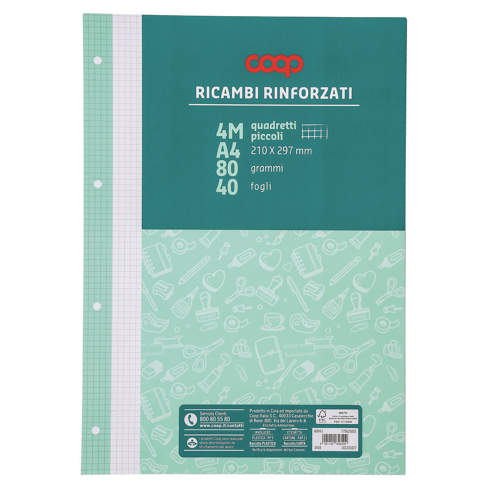 RICAMBI RINFORZATI COOP A4 80 GR FSC RIG. 4 MM - 2