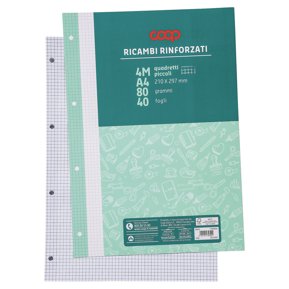 RICAMBI RINFORZATI COOP A4 80 GR FSC RIG. 4 MM - 1