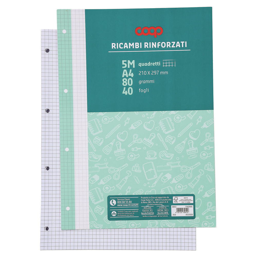 RICAMBI RINFORZATI COOP A4 80 GR FSC RIG. 5 MM - 1