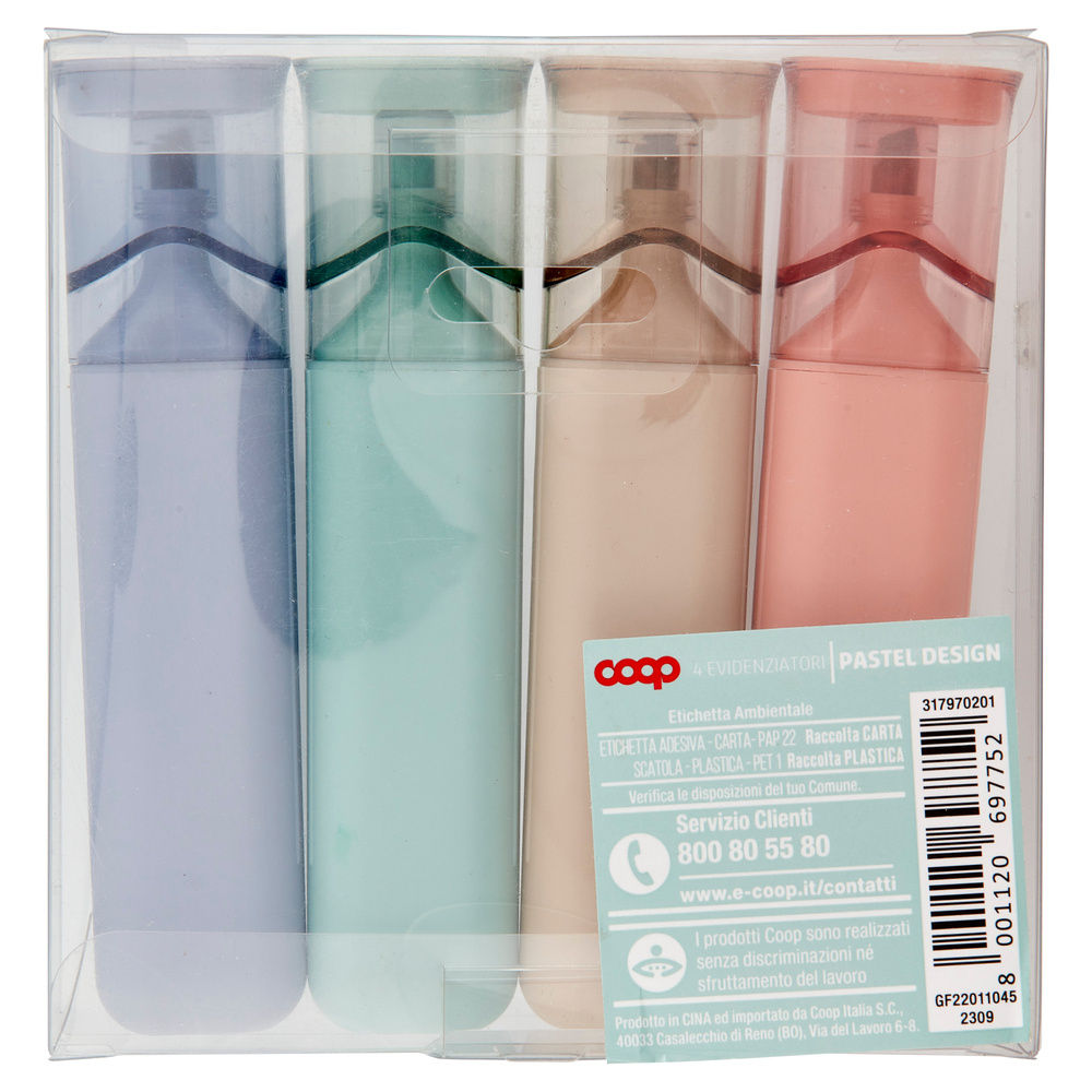 4 EVIDENZIATORI COOP COLORI PASTEL - 1