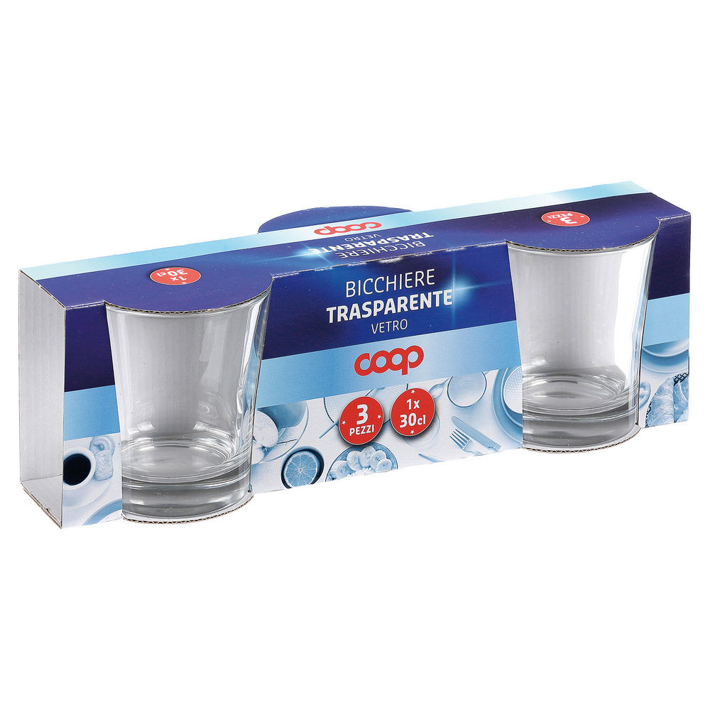 CONF.3 BICCHIERI ACQUA TRASPARENTI 30CL COOP_NEW PACK - 6