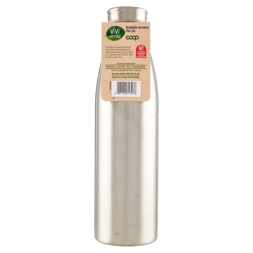 BOTTIGLIA TERMICA 750 ML.ACCIAIO INOX VIVIVERDE COOP ACCIAIO SATINATO - 1