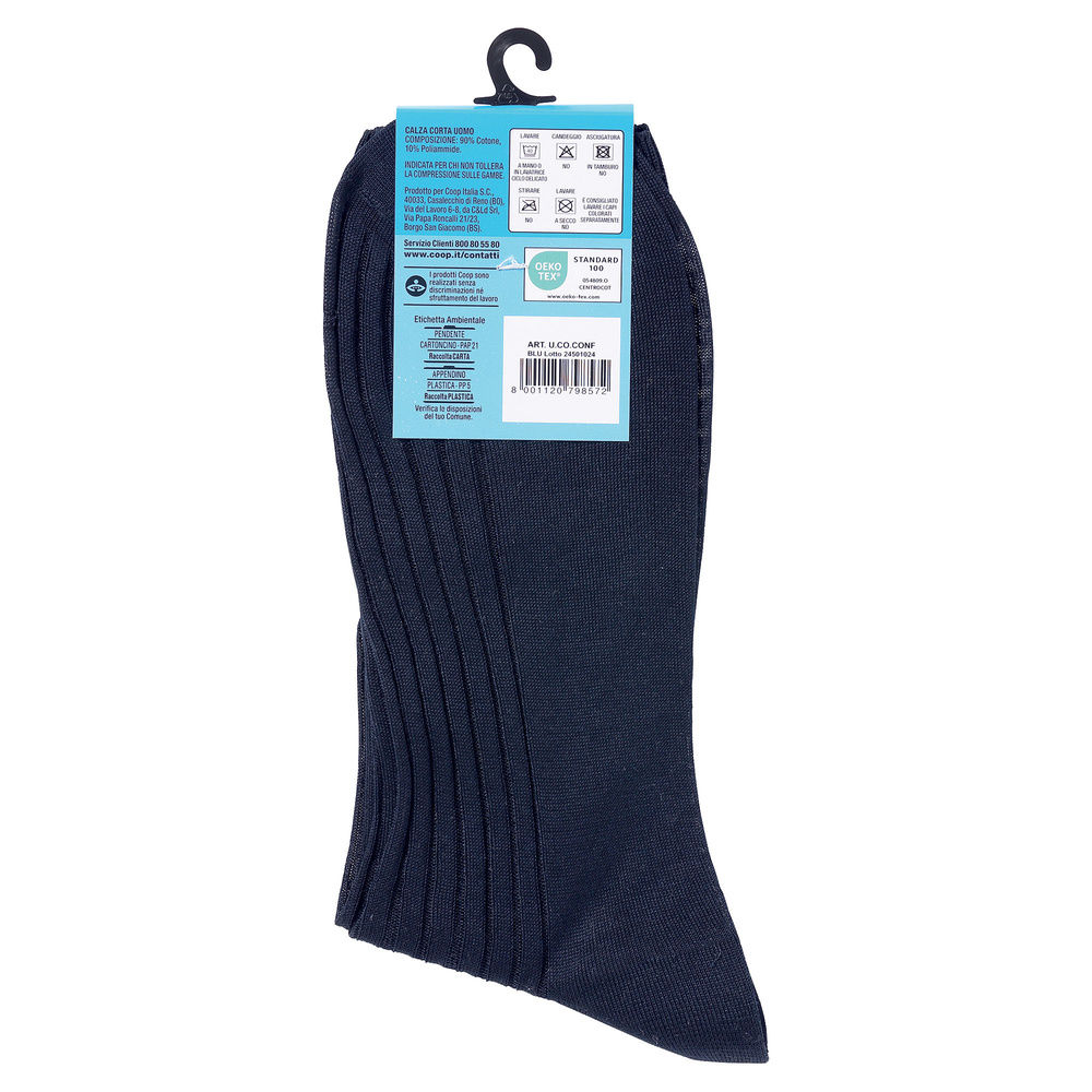CALZA U.CORTA COOP COMFORT COTONE E POLIAMMIDE COL.CLASSICO T.U. BIANCO-NERO-BLU - 2