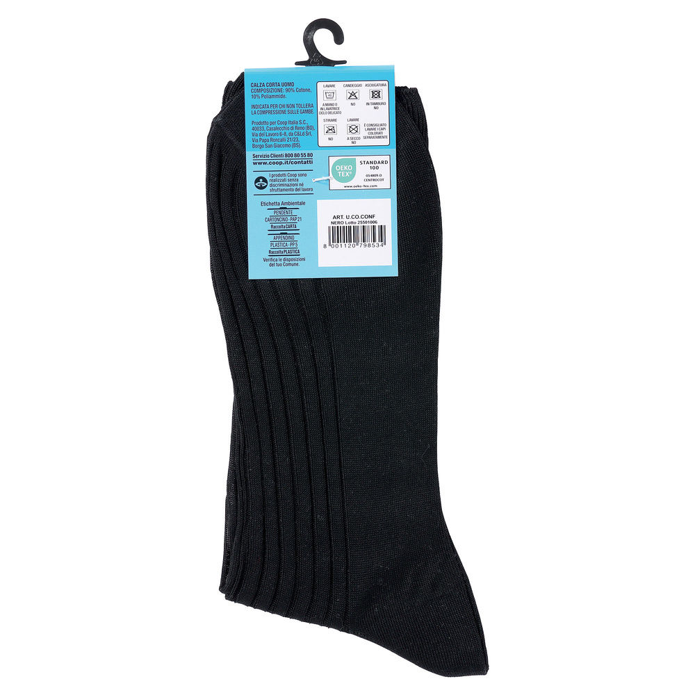 CALZA U.CORTA COOP COMFORT COTONE E POLIAMMIDE COL.CLASSICO T.U. BIANCO-NERO-BLU - 1