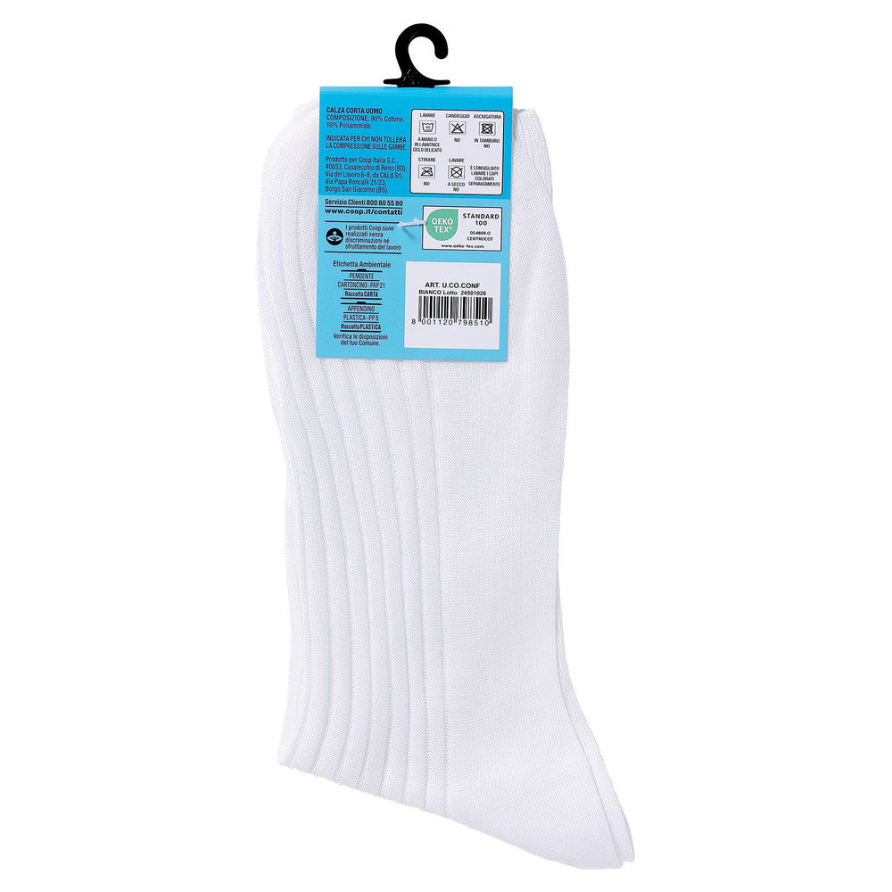 CALZA U.CORTA COOP COMFORT COTONE E POLIAMMIDE COL.CLASSICO T.U. BIANCO-NERO-BLU - 5