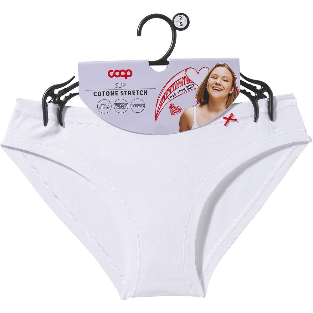 SLIP DONNA COOP IN COTONE ELASTICIZZATO BIANCO - 0