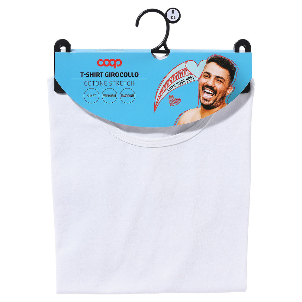 T-SHIRT UOMO GIROCOLLO COOP IN COTONE ELASTICIZZATO BIANCO - 0