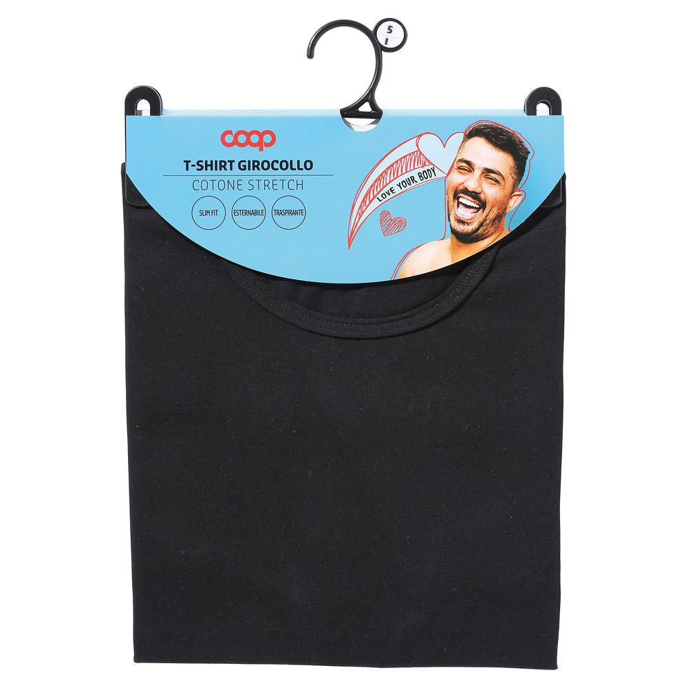 T-SHIRT UOMO GIROCOLLO COOP IN COTONE ELASTICIZZATO NERO - 0