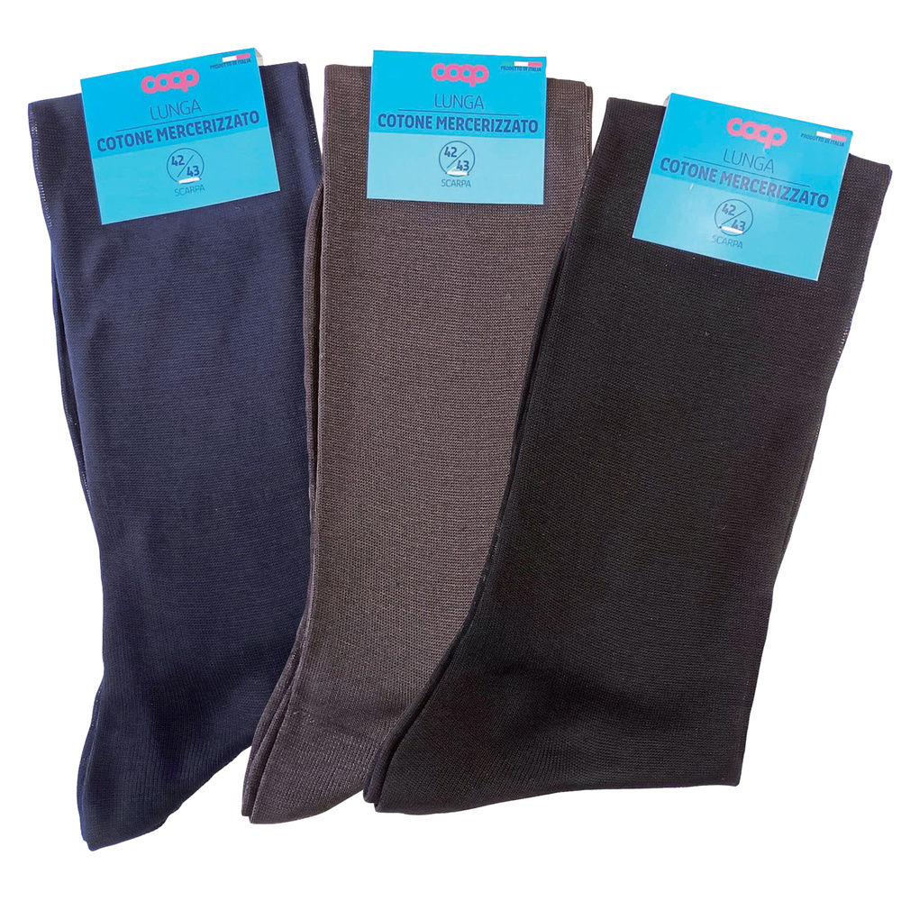 CALZA U LUNGA COOP 1 FIN.18  100% COTONE COLORI CLASSICO T.U. NERO-BLU - 1