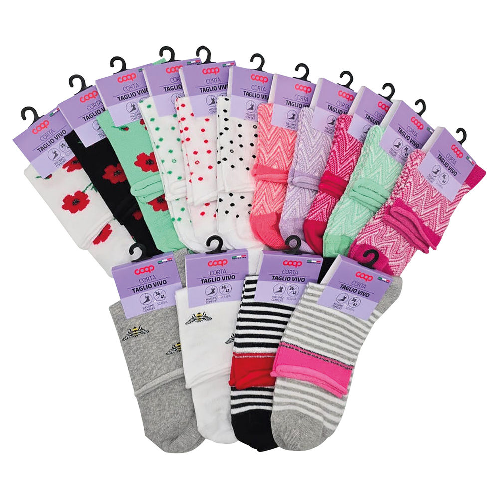 CALZA  D. CORTA COOP  COTONE ELASTICIZZATO FANTASIA - 39