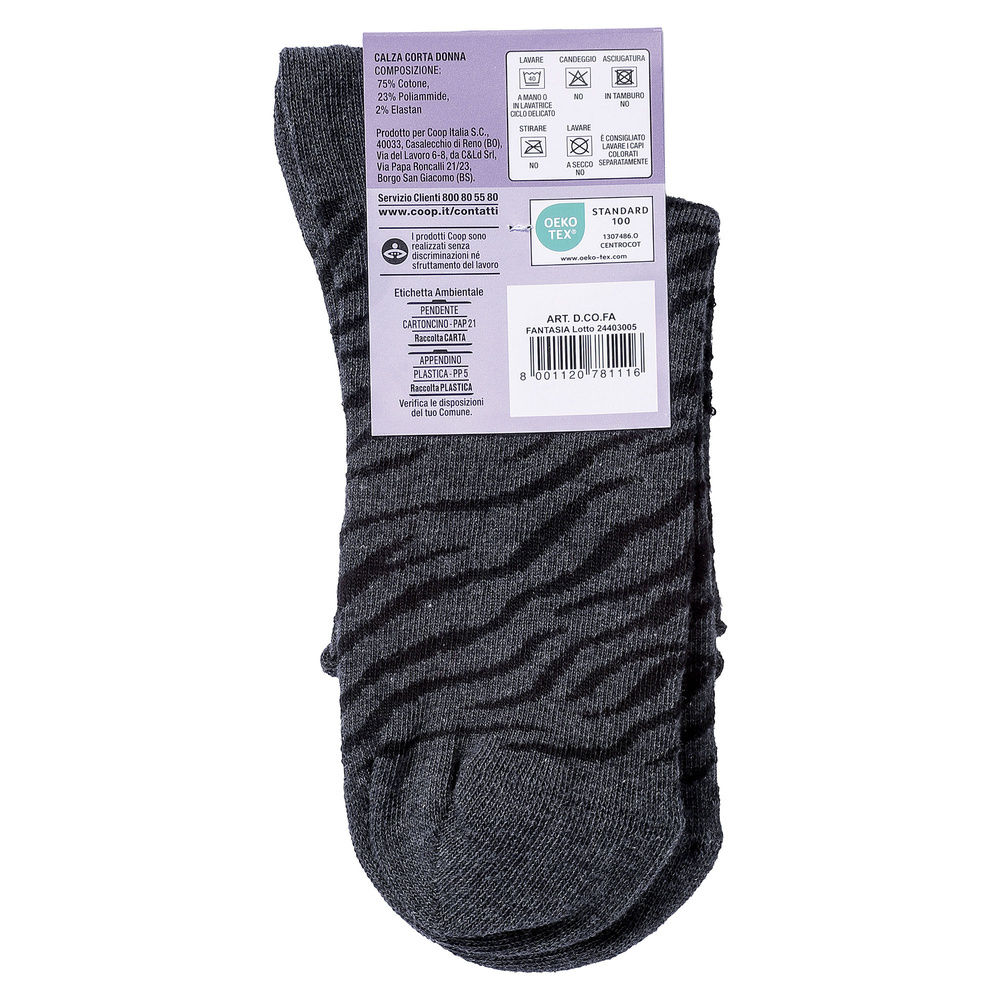 CALZA  D. CORTA COOP  COTONE ELASTICIZZATO FANTASIA - 37