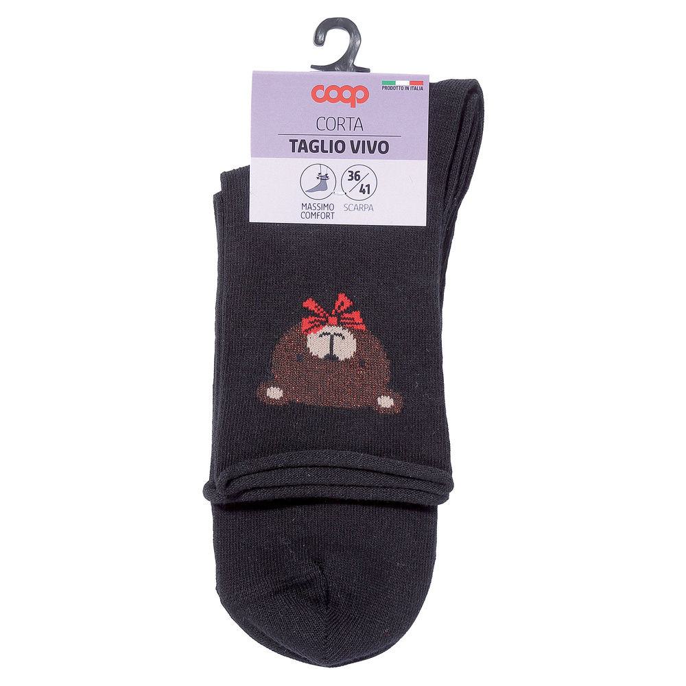CALZA  D. CORTA COOP  COTONE ELASTICIZZATO FANTASIA - 40