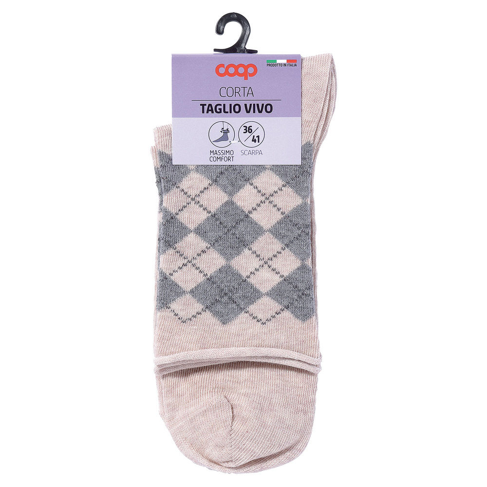 CALZA  D. CORTA COOP  COTONE ELASTICIZZATO FANTASIA - 56