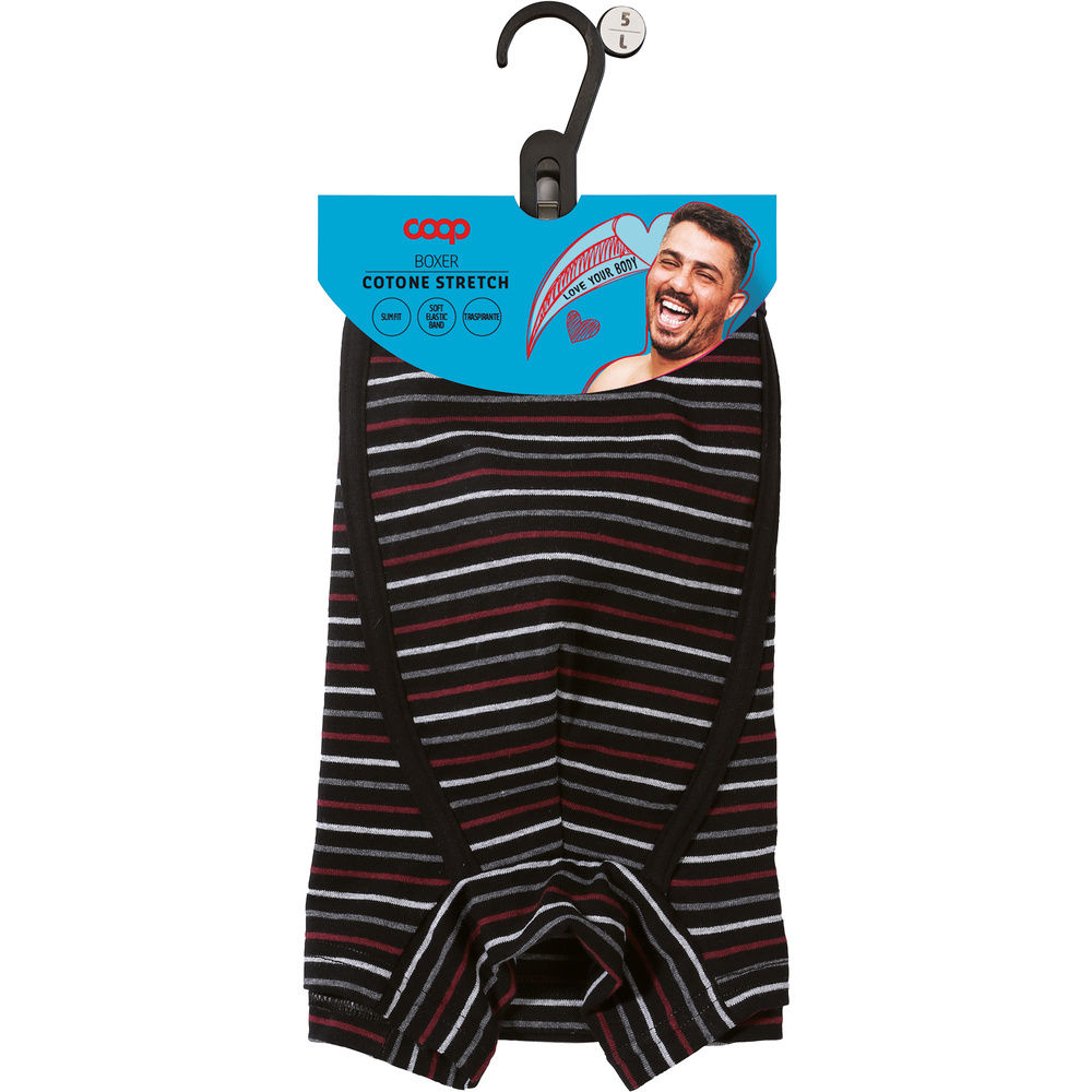 BOXER UOMO IN COTONE ELASTICIZZATO TINTO FILO COOP - 0