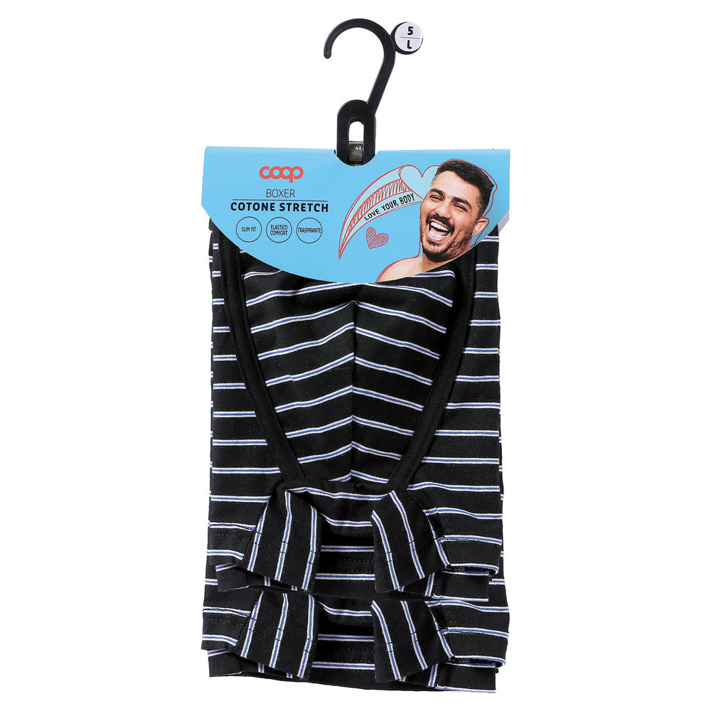BOXER UOMO IN COTONE ELASTICIZZATO TINTO FILO COOP - 3
